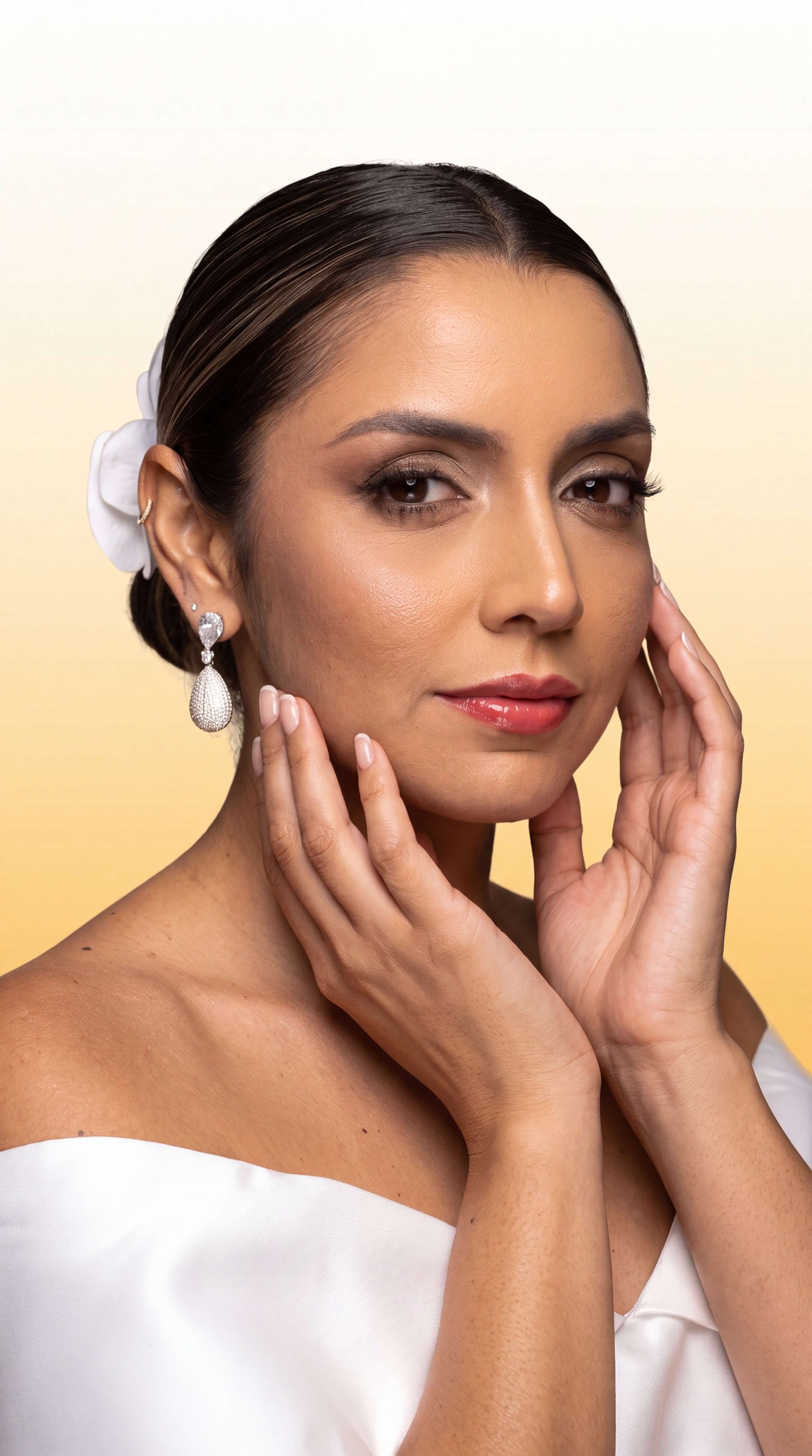 Detalhe de penteado de noiva